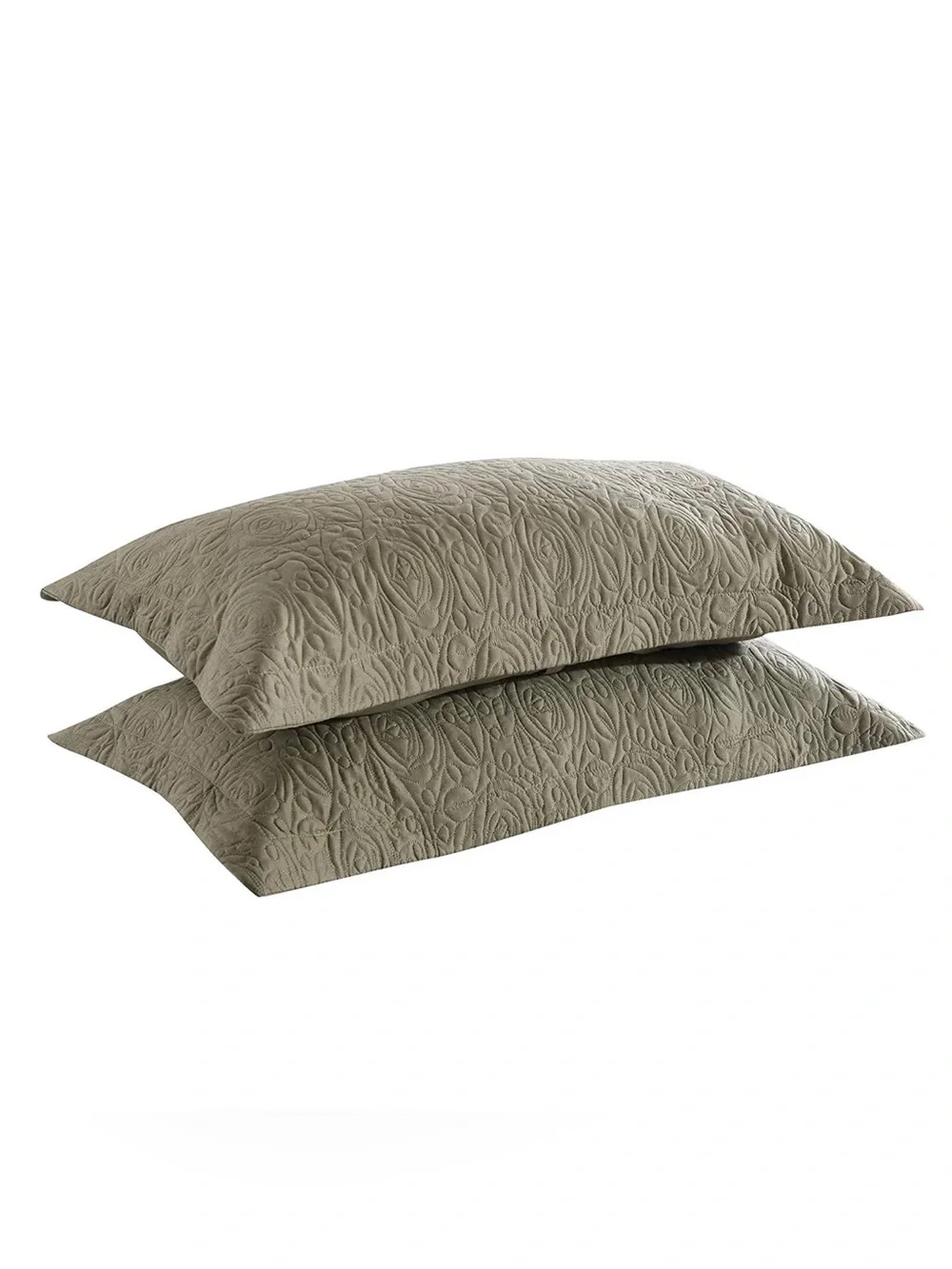 Quilted Pillow 2 Shams olive green